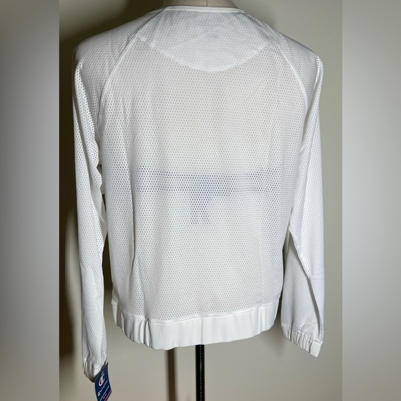 Champion | White Mesh Crew Neck | Long Sleeve | Coverup or Workout Wear | Large - Picture 2 of 3